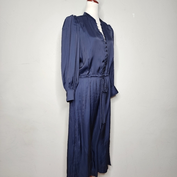 NWT Zadig & Voltaire Relinda Satin Button Front Midi Dress Size Large - Picture 8 of 14